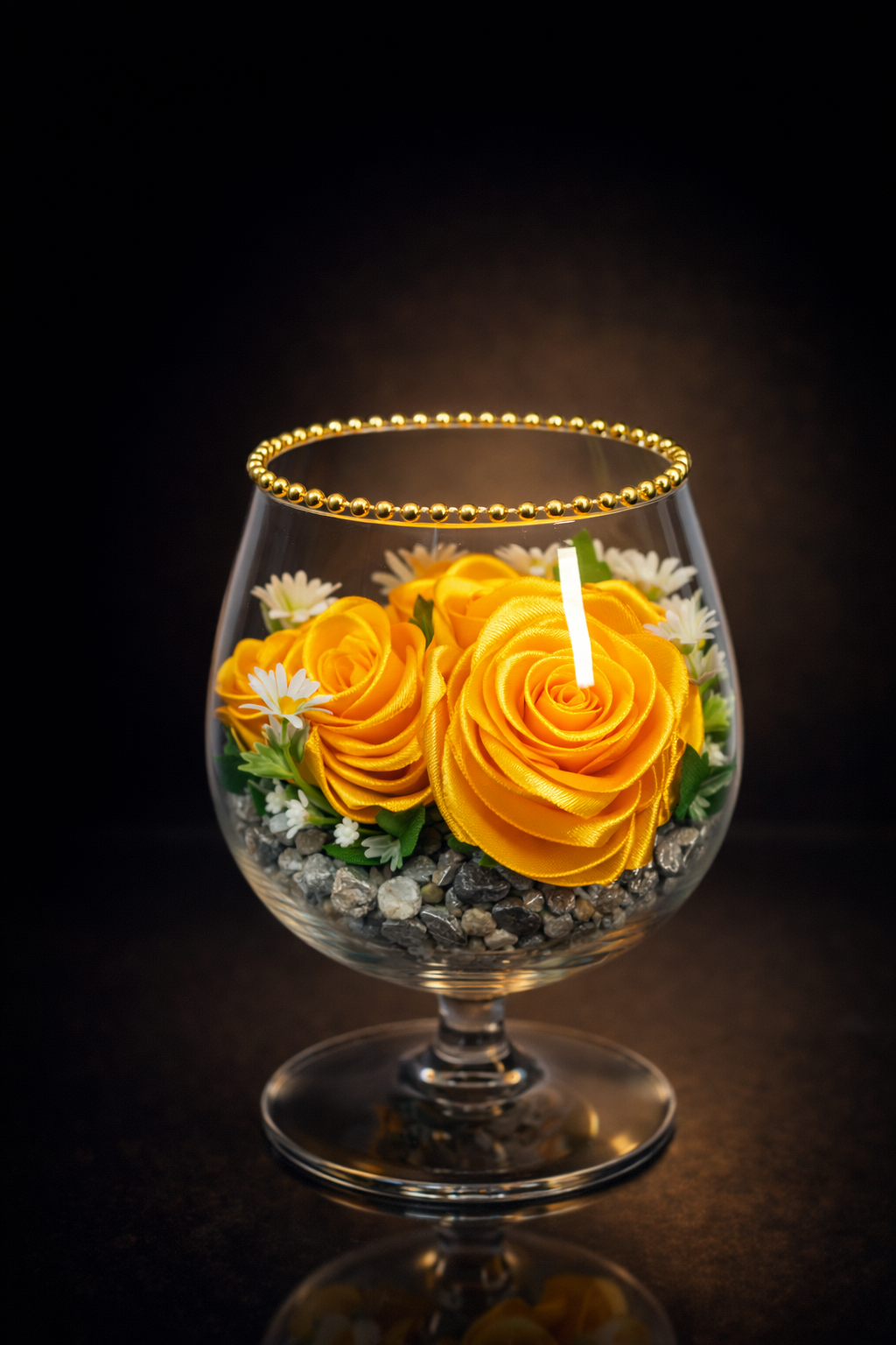 Golden Satin Rose Glass – Luxury Gift