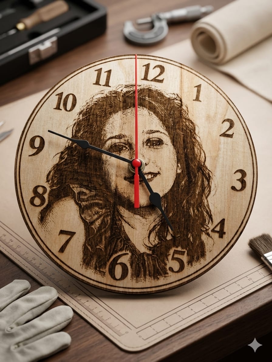 Personalisierte Holz Uhr mit Gravur – Handgemacht