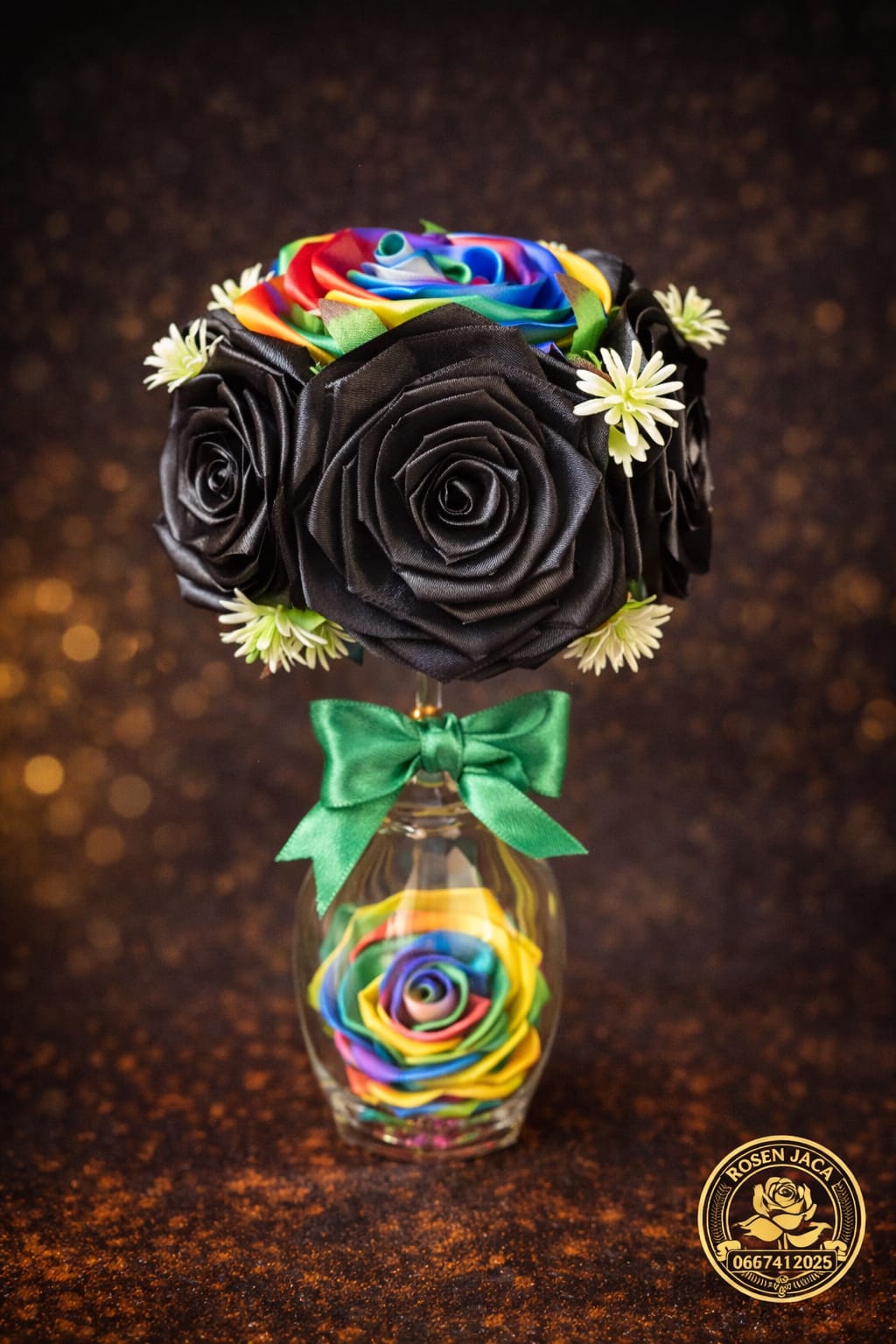 Luxus Rosen Deko Schwarz & Rainbow – Handgemacht | Rosen JACA