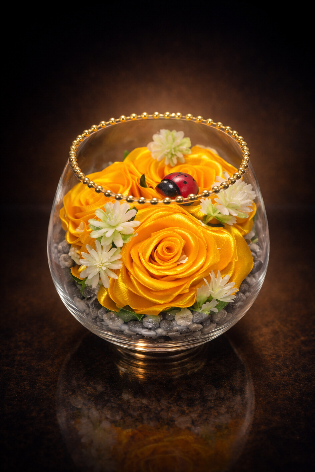 Golden Satin Rose Glass – Luxury Gift